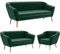 MEBLINI Mini Sofa Set 3-2-1 für Wohnzimmer - Mini Lounge für sechs Personen - Küchensofa - Sofa Klein - Sitzgarnitur - Polstergarnitur - Sofagarnituren - Gisela - 3+2+1 - Grün Samt
