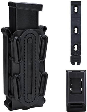 IDOGEAR Magazintasche Pistolenmagazintaschen 9mm Softshell Verstellbarer Universalmagazinträger.40 S&W.45 ACP mit Gürtel- und MOLLE-Clips (Black)