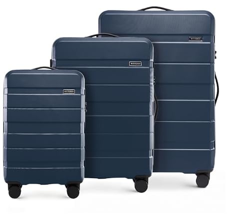 WITTCHEN COMODO Line Kofferset Reisekoffer Hartgepäck aus ABS TSA Schloss Reisekofferset Gepäckset Handgepäck Set Größe (S+M+L) Marineblau