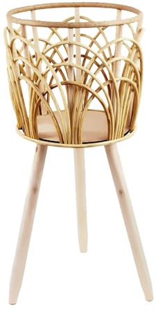 Callicarpa Rattan Planter with Stand,Handmade Woven Rattan Plant Stands,Boho Plant Stand Modern Planter for Home Decor (1)