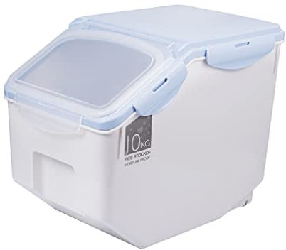siduytin Conteneur de Stockage d'aliments pour Animaux de Compagnie Remplacement étanche à l'humidité Base de Rouleau Anti-Mites Couvercle Transparent scellé Boîtier de Couleur Unie, Bleu, 10 kg