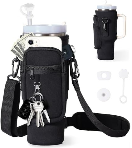 Glamifyr Stanley Cup Tasche,Tasche für Stanley Cup Stanley Cup Bag,Stanley Cup Zubehör Tasche 40oz,Stanley Cup Zubehör mit Handyfach und Verstellbarem Schultergurt für Reisen Wandern Laufen Radfahren