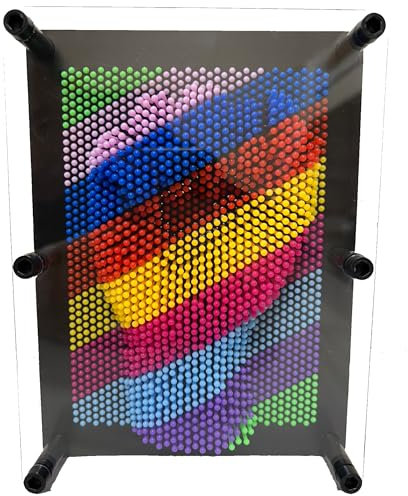 MINGZE 3-Dimensional Pin Sculpture, 3D Pin Art Board, Jouet de Moule de Main d'impression de Broche, Sculptures Classiques de Jouet d'art de Pin, Jouet pour des Enfants et des Adultes (Rainbow)