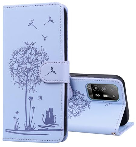 Vaitasy Coque pour Oppo A94 5G Pissenlit Cuir PU Portefeuille Étui Oppo A94 5G Flip Cover avec Magnétique Fonction Stand Housse pour Oppo A94 5G Violet