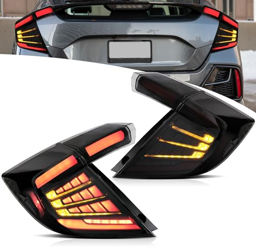 VLAND Motor Rückleuchten kompatibel für 10. Generation Civic Hatchback Type R 2016-2021 [Nicht für Coupé/seden], Kein E-Prüfzeichen, 1 Satz