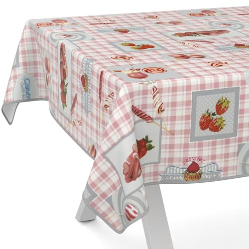 ANRO Wachstuchtischdecke Wachstischdecke Wachstuch Tischdecke abwaschbar Gartentischdecke Süßigkeiten 100x140cm mit Saum (Eingefasst)