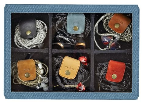 MITER Tragetasche für FiiO iBasso Sony Shanling HiBy Cayin Astell&Kern Questyle, handgefertigte Acryl-Fenster harte Aufbewahrungsbox für IEM-Kopfhörer + Audio-Player (Indigoblau-Acryl 6