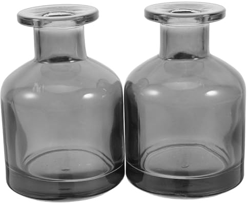 HOMSFOU Glass Diffuser Bottles: 2 Pcs Empty Diffuser Container Refillable Aromatherapy Jars Aromatherapy Container for DIY Fragrance Replacement, 150ml/5oz, (Grey)
