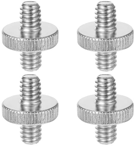 Lot de 4 vis à trépied mâle 1/4 mâle à 1/4, vis de support filetées standard, convertisseur à double tête de précision, fabriqué pour les accessoires de montage de goujons d'épaule, argent