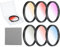 sourcing map 62mm Gradual Color Filter Kit, 6 Piece Filters for Camera Lens Accessory Set with Case and Lens Cleaning Cloth for SLR Camera Photography, Orange, Yellow, Blue, Purple, Red, Grey
