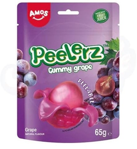 Amoss Peelerz Peelable Gummy Fruits Natural Flavoured Sweets Candy Resealable 65g (Grape)