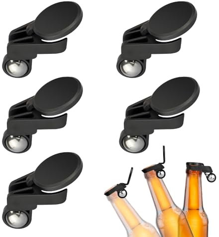 yotutun Flaschenverschluss, 5 Stück Vollautomatischer Flaschendeckel Bunt Bierflaschenverschluss Wiederverwendbarer Staubdicht Insektenschutz Flaschenverschluss für Bierflaschen Glasflaschen (Schwarz)