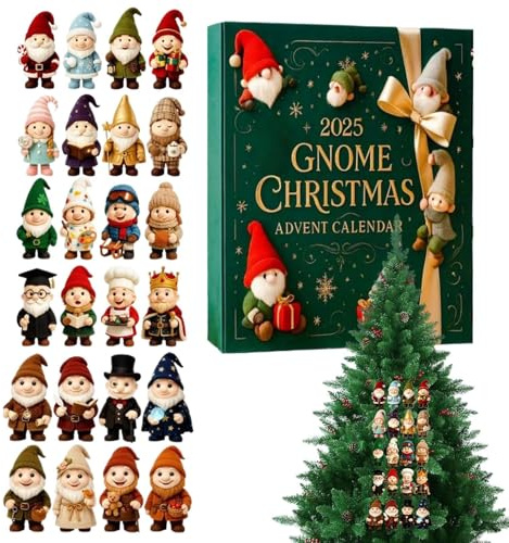 Wichtel Adventskalender, Adventskalender 2025 Deko, Zwergen Weihnachts Countdown Kalender, Mit 3D Zwergen Acrylanhängern, Für Frauen, Mädchen, Jugendliche, Teenager, Weihnachtsbaum