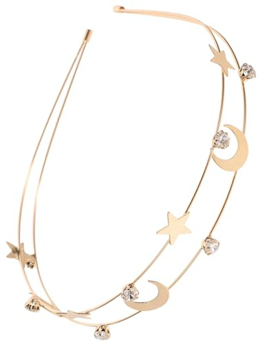 VALICLUD Metall Haarreif mit Sternen und Mond Flexibles Damen Kopfschmuck Accessoire für Geburtstag Hochzeit und Alltag