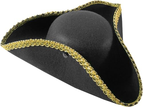 Makotex Dreispitz Piratenhut aus Filz für Kostüme, Karneval | Die Dreispitzform macht Piraten- und Musketierrollen sofort erkennbar; zwei Größen erleichtern die passendere Auswahl.