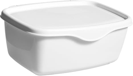 Plastic Square Tissue Storage Container with Lid, White Desk Organizer | Compact Plastic Build, Clean Contemporary Structure, Stores Small Objects, Suitable for Home or Office Use