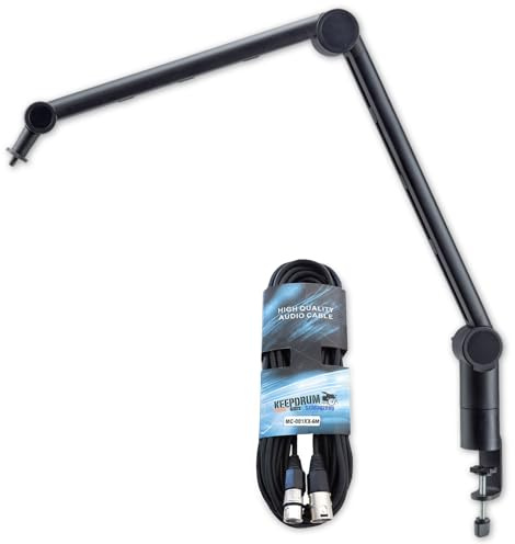 K-M 23868 Microphone Boom Articulated Arm Table Tripod with Keepdrum XLR Cable