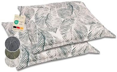 GO-DE Textil Bequeme und attraktive Polsterauflagen für Gartenhocker (2er-Set, Blattmotiv groß Natur, Hocker)