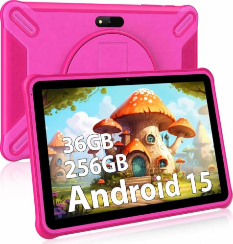 Generico Tablet 10 pollici Android 15 Tablet,36 GB RAM + 256 GB ROM (1 TB su scheda TF), 8000 mAh, Parentale Controllo,5G Wi-Fi,schermo HD IPS,tablet per l'istruzione,Rosa