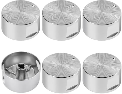 DOVBAN 6 Pezzi Manopole Piano Cottura,Manopole Forni,Gas per Fornello a Gas e Forno per Cucina e Piano Cottura,Argento Pomelli in Metallo Cucina Stufa
