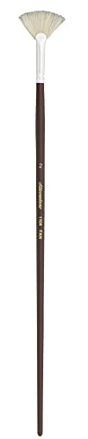 Silver Brush Limited Silverstone Fan Oil Paintbrush, Size 2, Long Handle | Stiff Flagged Hog Bristle, Superb Paint Absorbency, Lightly Textured Strokes, Smoothing, Blending, Lifting, Softening Colours