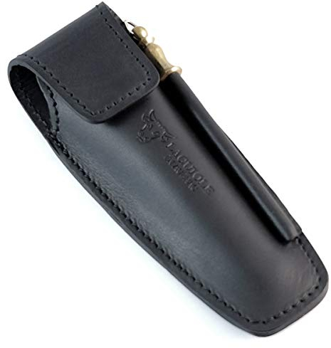 LAGUIOLE en Aubrac Lederetui mit Wetzstab, Gürteltasche schwarz für Taschenmesser und Sommelier Kellnermesser