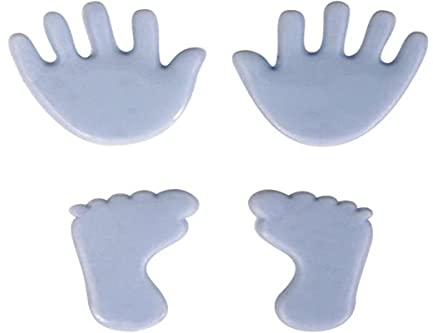 Rayher 31438356 Wachsmotiv Babyfüße/-hände, ca. 1,5 cm, Btl. 2 Babyhände aus Wachs und 2 Babyfüße aus Wachs, Kerzen verzieren, Verzierwachs, Wachsmotiv für Kerzen, hellblau