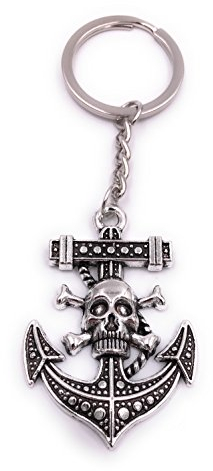 H-Customs Anker Tot Totenkopf Maritim Schlüsselanhänger Anhänger Silber aus Metall
