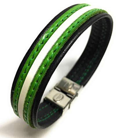 YOJAN PIEL Pulsera de cuero negra con bandera de Andalucía