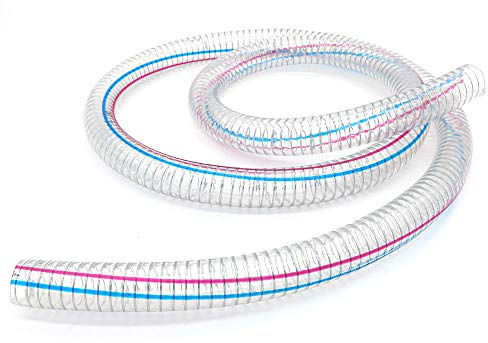 NUZAMAS Ø 25 mm x 4 mm, extra grueso, 2 metros, manguera flexible transparente transparente de hélice de alambre de acero de PVC adecuada para la bomba de aceite, utilizada para aire
