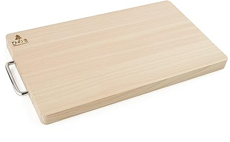 BOUMBI Hinoki Wood Reversible Cutting Board with Metal Handle(17.3x9.8x1.05 RM_Large)