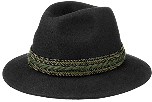Lodenhut Manufaktur Landsgut Traveller Hut Wollfilzhut Kordelband Uni Herren Sommer Winter schwarz 56 cm