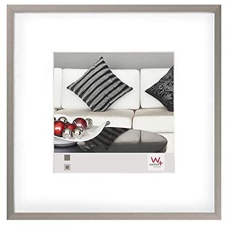walther design Bilderrahmen stahl 40 x 40 cm Aluminium mit Passepartout, Chair Alurahmen AJ440D