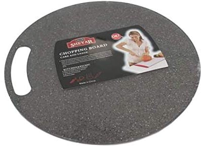 Plastic Chopping Board, Cutting Board with Hanging Hole Best for Meat, Vegetables and Cheese. Professional Easy-Grip Handles - Perfect for Serving Platters Black & White Color 7 Different Size (30 CM)