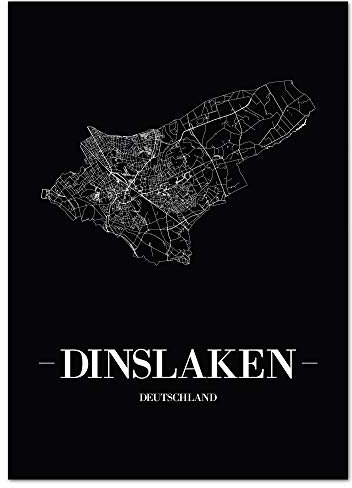JUNIWORDS Stadtposter - Wähle Deine Stadt - Dinslaken - 21 x 30 cm Poster - Schrift A - Schwarz