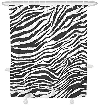 FANSU Rideau de Douche Lavable, 3D Imprimé LéopardPolyester Rideaux de Salle de Bain Facile à Nettoyer avec 12 Crochets Résistant à l'eau Anti-moisissure Décor À Maison (90x180cm,Zèbre)