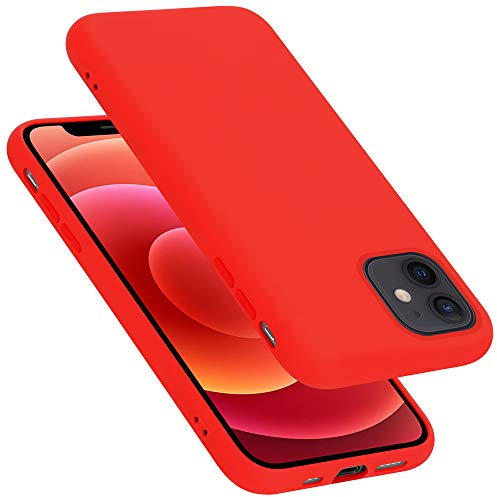 Cadorabo Hülle kompatibel mit Apple iPhone 12 MINI Hülle Silikon Handyhülle für iPhone 12 MINI Case aus flüssigem Silikon- Kratzfeste und stoßfeste dünne TPU Schutzhülle - Liquid ROT