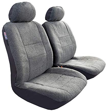 iSEATCOVER Faux Schaffell Sitzbezüge Grau Front Set für Pkw LKW SUV, pelzig Fuzzy Fluffy Sitzbezug Universalgröße Fit Auto Zubehör (Grau)