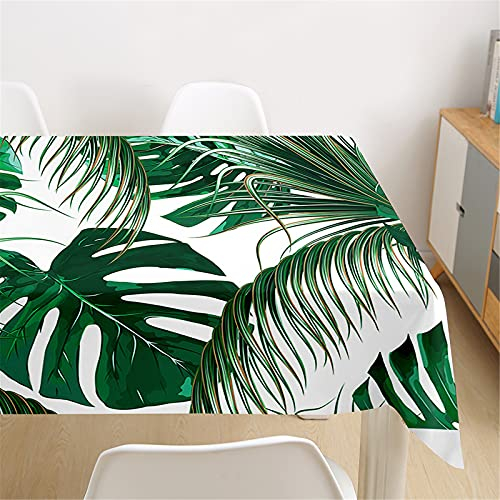 Morbuy Rechteckige Tischdecken, 3D Blätter Drucken Tischdecke Wasserdicht Abwaschbar Abwischbar Lotuseffekt Tischtuch für Dekoration Küchentisch Garten Outdoor (140x260cm,Monstera-Blatt)
