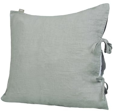 beties Leinen Kissenbezug ca. 40x40 cm 100% Leinen Stone-Washed Kopfkissenbezug mit Hotelverschluss (Stein-grau)