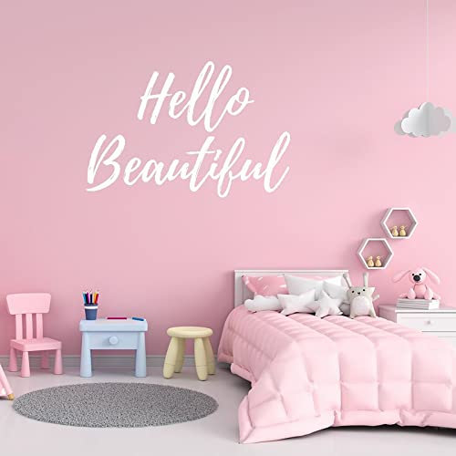 Wandaufkleber mit englischer Aufschrift Hello Gorgeous Hello Beautiful, inspirierende Sprüche für Zuhause, Schule, Wanddekoration, 55,9 cm