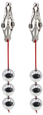 Jinqian 3 Kugel Nippelgewichte Edelstahl Nippelklemmen Set Brustwarzen Ball Stretcher Klitoris Schamlippen Klemmen Nippel Clamps BDSM Erotik Sexspielzeug für Frauen & Männer