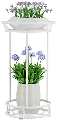 YIUKEA Pflanzenständer für drinnen und draußen – Metall-Pflanzgefäßhalter, Regal, hochgestuft, Blumentopf, Display-Organizer für Garten, Terrasse, Wohnzimmer, Badezimmer, Büro (weiß)