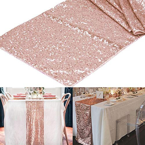 Or Rose 1pc or Sequin Chemin de Table for Party NAPPE Mariages Décoration Chemins de table for la maison (Couleur : Rose Gold, Size : 30x180cm)