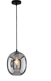 meineWunschleuchte LED Pendelleuchte Industrial Style einflammig Rauchglas - Glaskugel Ø 21cm