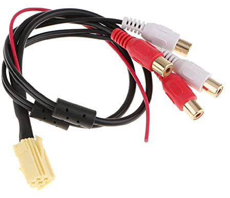 Baceyong 150 cm ABS-Kunststoff ISO AUX-Audioeingangskabel für S-ubwoofer AUD1 V-VV B-ecker S-EAT S-koda, 3,5-mm-Stecker Auto 4 Cinch-Radio-Musikkabel-Adapter-Ersatz