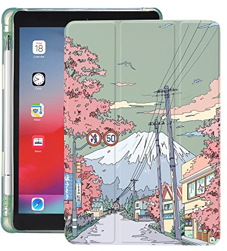 Hülle Für Hülle Für Ipad Air 5. Generation 2022/Ipad Air 4. Generation 2020 - Schlankes, Leichtes 10.9-Zoll-Ipad-Trifold-Ständer Smart Cover Mit Stifthalter Auto Wake/Sleep(Anime Berg Fuji La