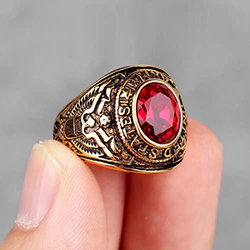 XJruixi Stainless Steel Men Rings Rhinestone United States Army Punk Hip Hop for Biker Male Boyfriend Jewelry Creativity Gift Wholesale