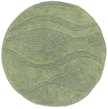 RugVista Badematte Breeze, ∅ 70 cm, Rund, Mittelflor, Anti-Rutsch, Moderner Badteppich, Maschinenwaschbar bis 30°C, 100% Baumwolle, Grün