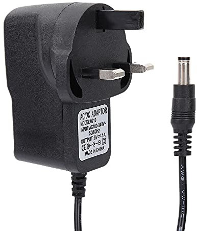 Musical Adapter Power, 9V Power Cable Guitar Effects Pedal Power Supply, Tip Negative, 1000mA Maximum Current, Compatible with Keyboard Digital Piano Pedal Amplifier (UK Plug)